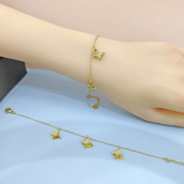 Stainless Steel Bracelets Bangles with Pandents Butterfly Good Quality No Change Color For Women Girls  ES250108040