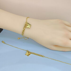 Stainless Steel Bracelets Bangles with Pandents Butterfly Good Quality No Change Color For Women Girls  ES250108041