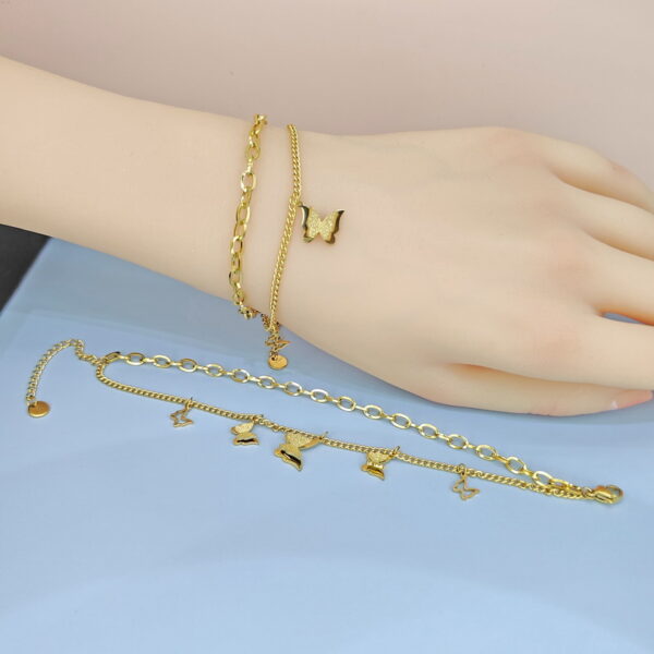 Stainless Steel Bracelets Bangles with Pandents Butterfly Good Quality No Change Color For Women Girls  ES250108046