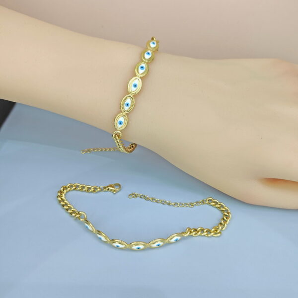 Stainless Steel Bracelets Bangles with Pandents Turkish Blue Eyes Good Quality No Change Color For Women Girls  ES250108063