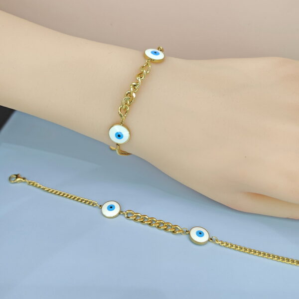 Stainless Steel Bracelets Bangles with Pandents Turkish Blue Eyes Good Quality No Change Color For Women Girls  ES250108064