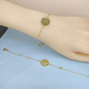 Stainless Steel Bracelets Bangles with Pandents Skeletonized Camellias Good Quality No Change Color For Women Girls  ES250108068