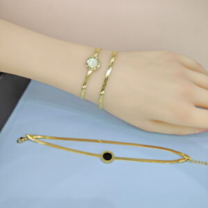 Stainless Steel Bracelets Bangles with Pandents Round Clock  Good Quality No Change Color For Women Girls  ES250108072