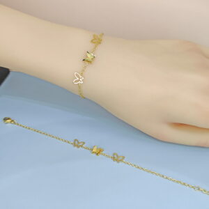 Stainless Steel Bracelets Bangles with Pandents Butterfly Good Quality No Change Color For Women Girls  ES250108081