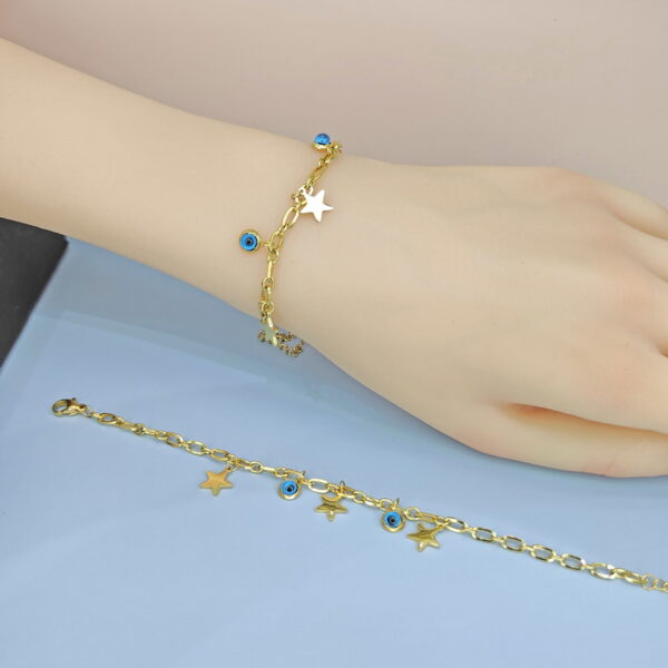Stainless Steel Bracelets Bangles with Pandents Turkish Blue Eyes Good Quality No Change Color For Women Girls  ES250108083