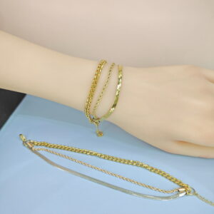 Stainless Steel Bracelets Bangles with Pandents 3-Ply Chains Good Quality No Change Color For Women Girls  ES250108094