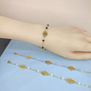 Stainless Steel Bracelets Bangles with Multi Pandants Palm Good Quality No Change Color For Women Girls  ES250108098