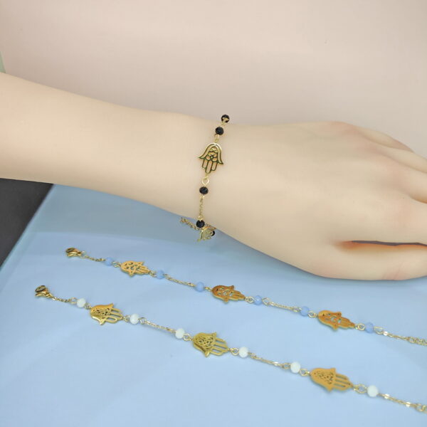 Stainless Steel Bracelets Bangles with Multi Pandants Palm Good Quality No Change Color For Women Girls  ES250108098