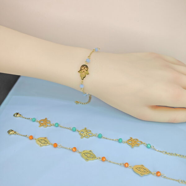 Stainless Steel Bracelets Bangles with Multi Pandants Palm Good Quality No Change Color For Women Girls  ES250108099