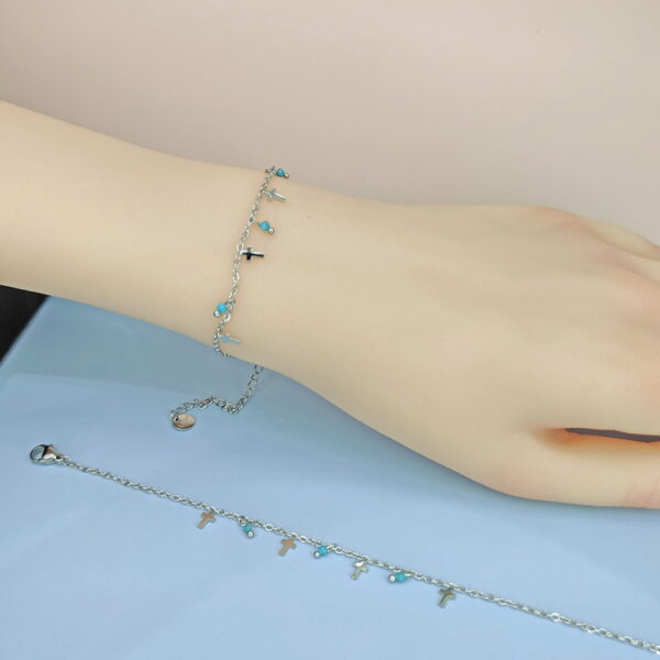 Stainless Steel Bracelets Bangles with Multi Pandants Crosses Good Quality No Change Color For Women Girls  ES250108100