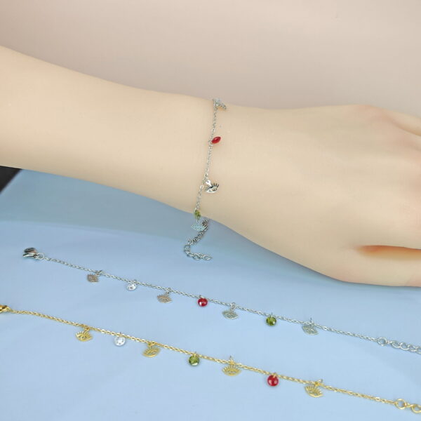 Stainless Steel Bracelets Bangles with Multi Pandants Devil'S Eyes Good Quality No Change Color For Women Girls  ES250108101