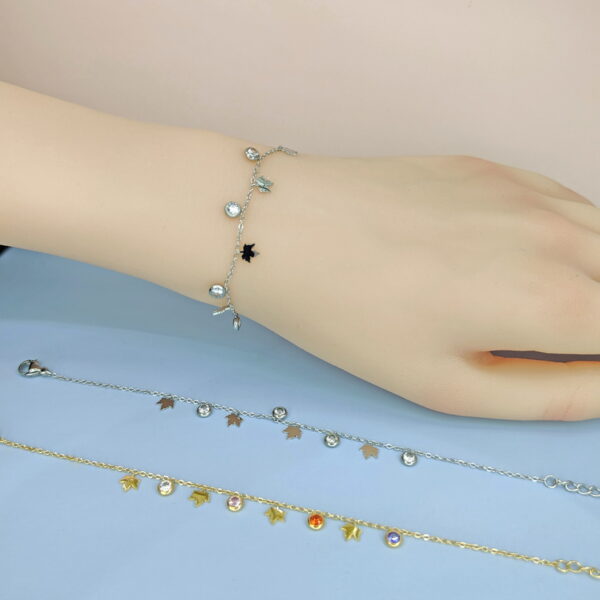 Stainless Steel Bracelets Bangles with Multi Pandants Maple Leaf Good Quality No Change Color For Women Girls  ES250108102