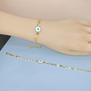 Stainless Steel Bracelets Bangles with Multi Pandants Turkish Blue Eyes Good Quality No Change Color For Women Girls  ES250108104
