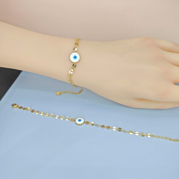 Stainless Steel Bracelets Bangles with Multi Pandants Turkish Blue Eyes Good Quality No Change Color For Women Girls  ES250108104