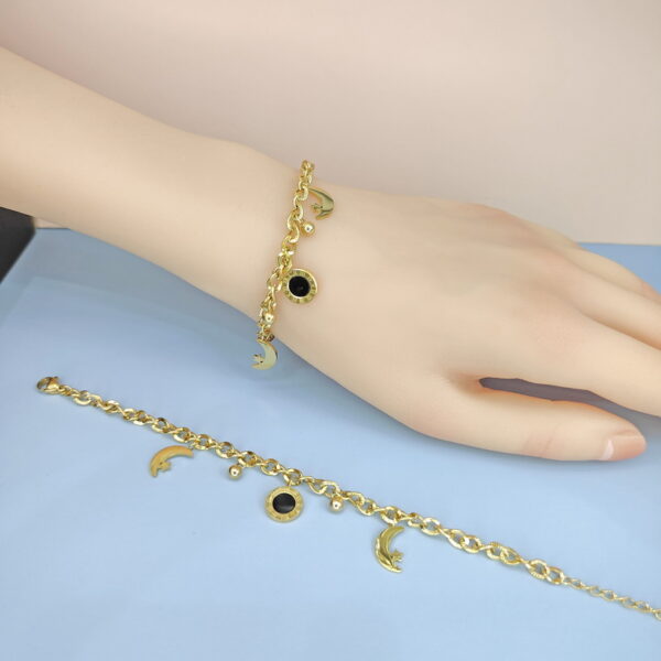 Stainless Steel Bracelets Bangles with Multi Pandants Moon Stars Good Quality No Change Color For Women Girls  ES250108106