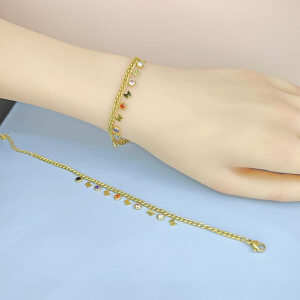 Stainless Steel Bracelets Bangles with Multi Pandants Butterfly Good Quality No Change Color For Women Girls  ES250108110