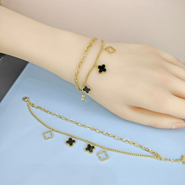 Stainless Steel Bracelets Bangles with Multi Pandants Four-Leaf Clover Cross Good Quality No Change Color For Women Girls  ES250108113