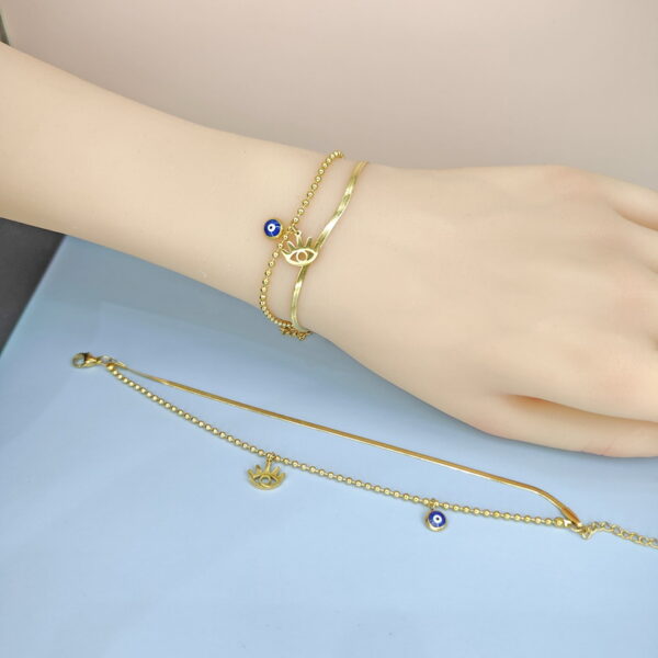 Stainless Steel Bracelets Bangles with Pandents Devil'S Eyes Good Quality No Change Color For Women Girls  ES250108115