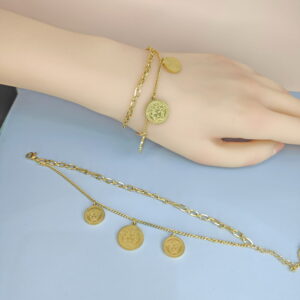 Stainless Steel Bracelets Bangles with Multi Pandants Round Avatar Good Quality No Change Color For Women Girls  ES250108120