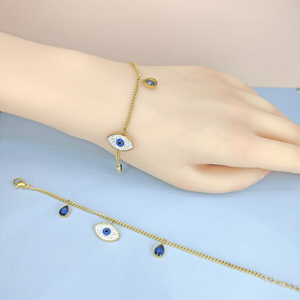 Stainless Steel Bracelets Bangles with Multi Pandants Devil'S Eyes Good Quality No Change Color For Women Girls  ES250108121