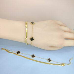 Stainless Steel Bracelets Bangles with Multi Pandants Four-Leaf Clover Cross Good Quality No Change Color For Women Girls ES250108124