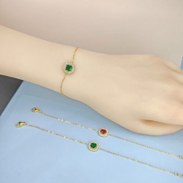 Stainless Steel Bracelets Bangles with Pandents Square Crystals Good Quality No Change Color For Women Girls  ES250108129