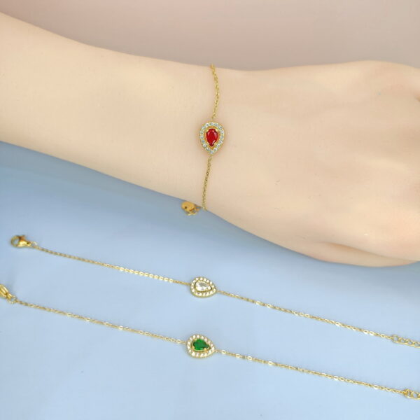 Stainless Steel Bracelets Bangles with Pandents Teardrop Crystals Good Quality No Change Color For Women Girls  ES250108131