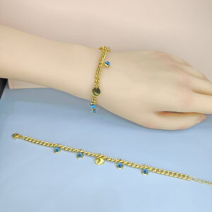 Stainless Steel Bracelets Bangles with Multi Pandants Turkish Blue Eyes Good Quality No Change Color For Women Girls  ES250108133