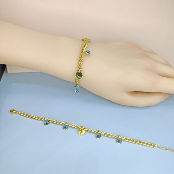 Stainless Steel Bracelets Bangles with Multi Pandants Turkish Blue Eyes Good Quality No Change Color For Women Girls  ES250108133