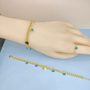 Stainless Steel Bracelets Bangles with Multi Pandants Turkish Blue Eyes Good Quality No Change Color For Women Girls  ES250108134