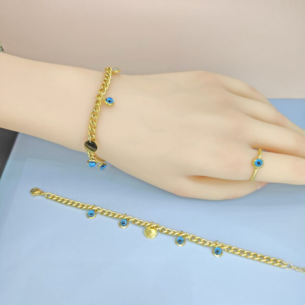 Stainless Steel Bracelets Bangles with Multi Pandants Turkish Blue Eyes Good Quality No Change Color For Women Girls  ES250108134