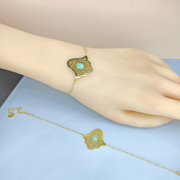 Stainless Steel Bracelets Bangles with Pandents Palm Turquoise Good Quality No Change Color For Women Girls  ES250108135