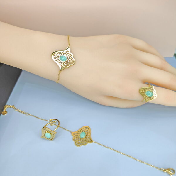 Stainless Steel Bracelets Bangles with Pandents Palm Turquoise Good Quality No Change Color For Women Girls  ES250108136