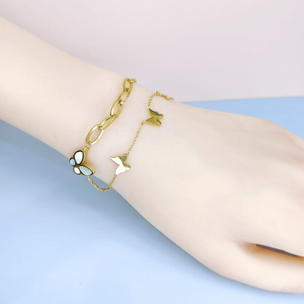 Stainless Steel Bracelets Bangles with Pandents Butterfly Good Quality No Change Color For Women Girls  ES250108144