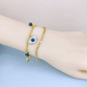 Stainless Steel Bracelets Bangles with Multi Pandants Devil'S Eyes Good Quality No Change Color For Women Girls ES250108145