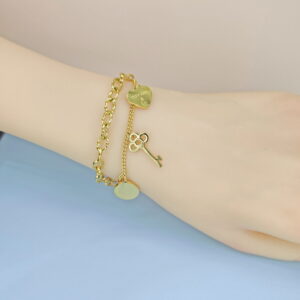 Stainless Steel Bracelets Bangles with Multi Pandants Key Love Hearts Good Quality No Change Color For Women Girls  ES250108149