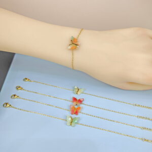 Stainless Steel Bracelets Bangles with Pandents Butterfly Good Quality No Change Color For Women Girls  ES250108154