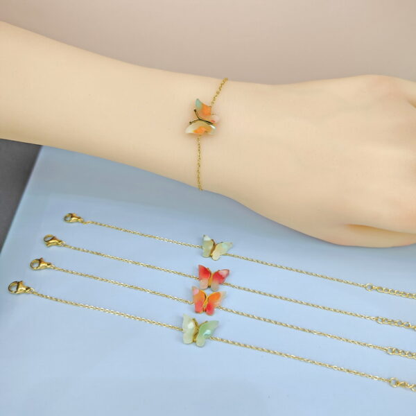 Stainless Steel Bracelets Bangles with Pandents Butterfly Good Quality No Change Color For Women Girls  ES250108154