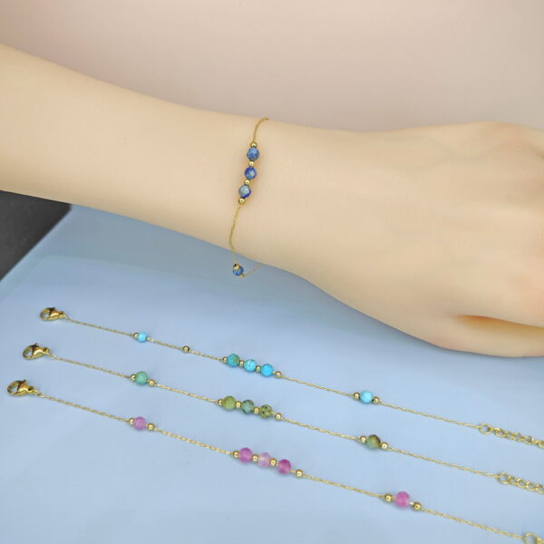 Stainless Steel Bracelets Bangles with Multi Pandants Round Turquoise Good Quality No Change Color For Women Girls  ES250108155