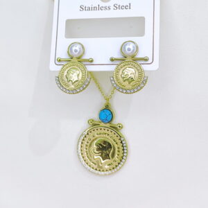 Stainless Steel Necklaces+Earrings Sets 18Inch Good Quality No Change Color For Women Girls SS241216007