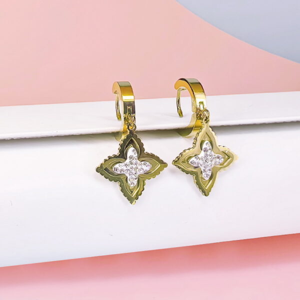 Stainless Steel Earrings Cubic Four-Leaf Clover Good Quality No Change Color BS250301002