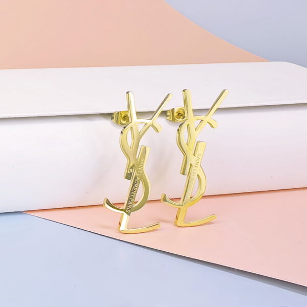 Stainless Steel Cubic Earrings  for Women and Girls Ysl Shape Good Quality No Change Color BS250301011