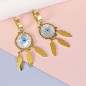 Stainless Steel Cubic Earrings  for Women and Girls Eye Leaf Good Quality No Change Color BS250301014