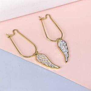 Stainless Steel Cubic Earrings  for Women and Girls Feather Good Quality No Change Color BS250301019