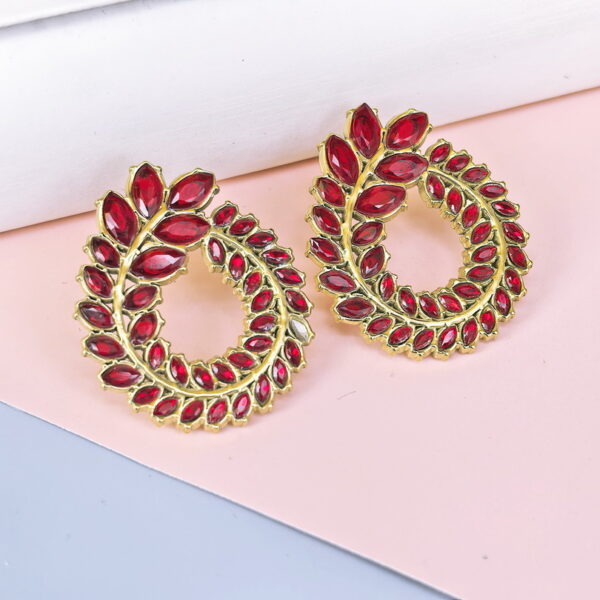 Stainless Steel Cubic Earrings  for Women and Girls Red Olive Good Quality No Change Color BS250301025