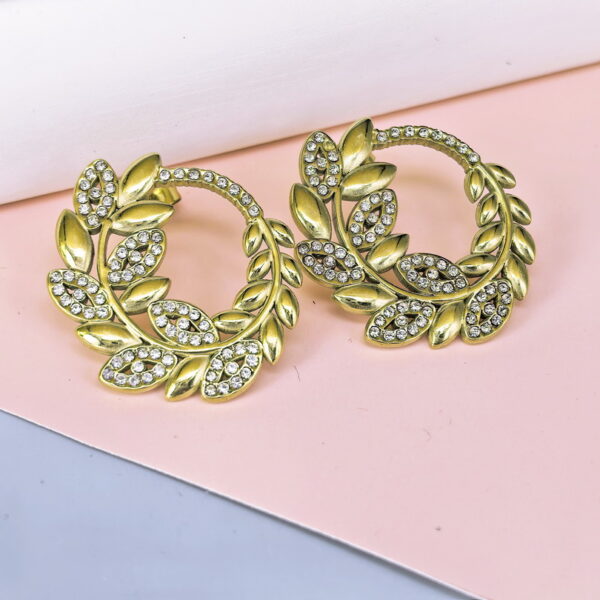 Stainless Steel Cubic Earrings  for Women and Girls Symbol Of Peace Olive Good Quality No Change Color BS250301030