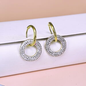 Stainless Steel Cubic Earrings  for Women and Girls Round Good Quality No Change Color BS250301044