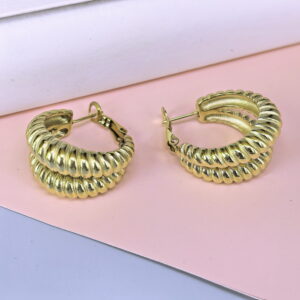 Stainless Steel Cubic Earrings  for Women and Girls C Shape Good Quality No Change Color BS250301048