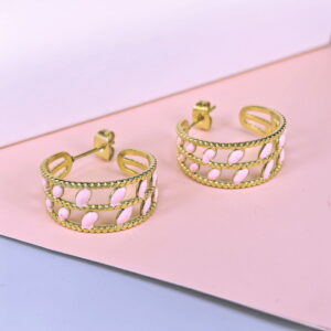 Stainless Steel Cubic Earrings  for Women and Girls Four-Leaf Clover Good Quality No Change Color BS250301060