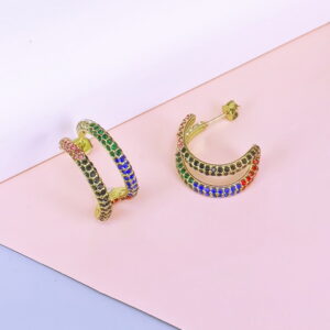 Stainless Steel Cubic Earrings  for Women and Girls Olive Good Quality No Change Color BS250301062